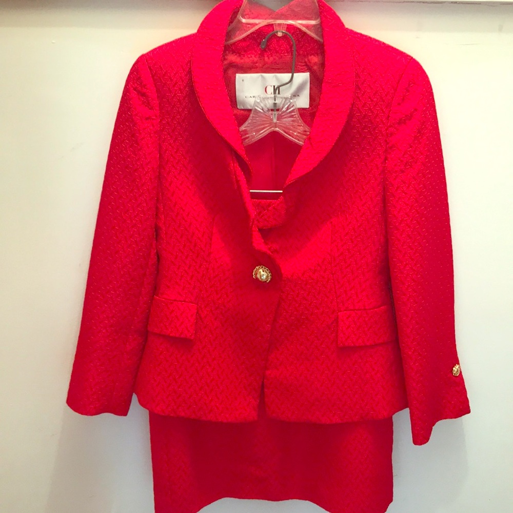 Red Carolina Herrera Suit- sz 6 (fits sz2)